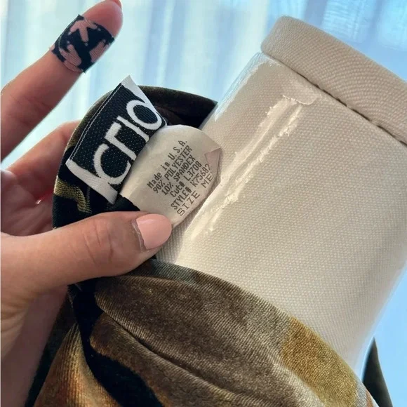 Vintage CLIO Velour/Velvet Dress olive green size US Medium EVC - Picture 6 of 6